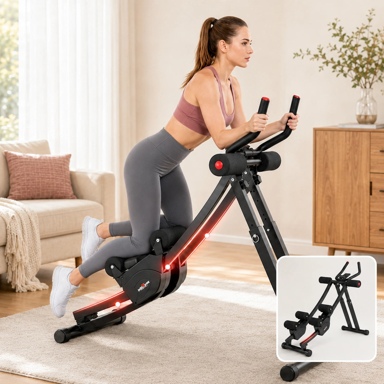 DualCore™ Dual-Track Ab Machine, Adjustable Core Trainer for Home Gym
