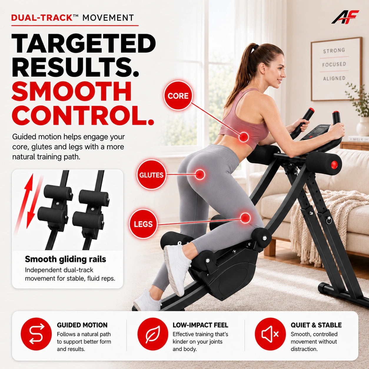 DualCore™ Dual-Track Ab Machine, Adjustable Core Trainer for Home Gym