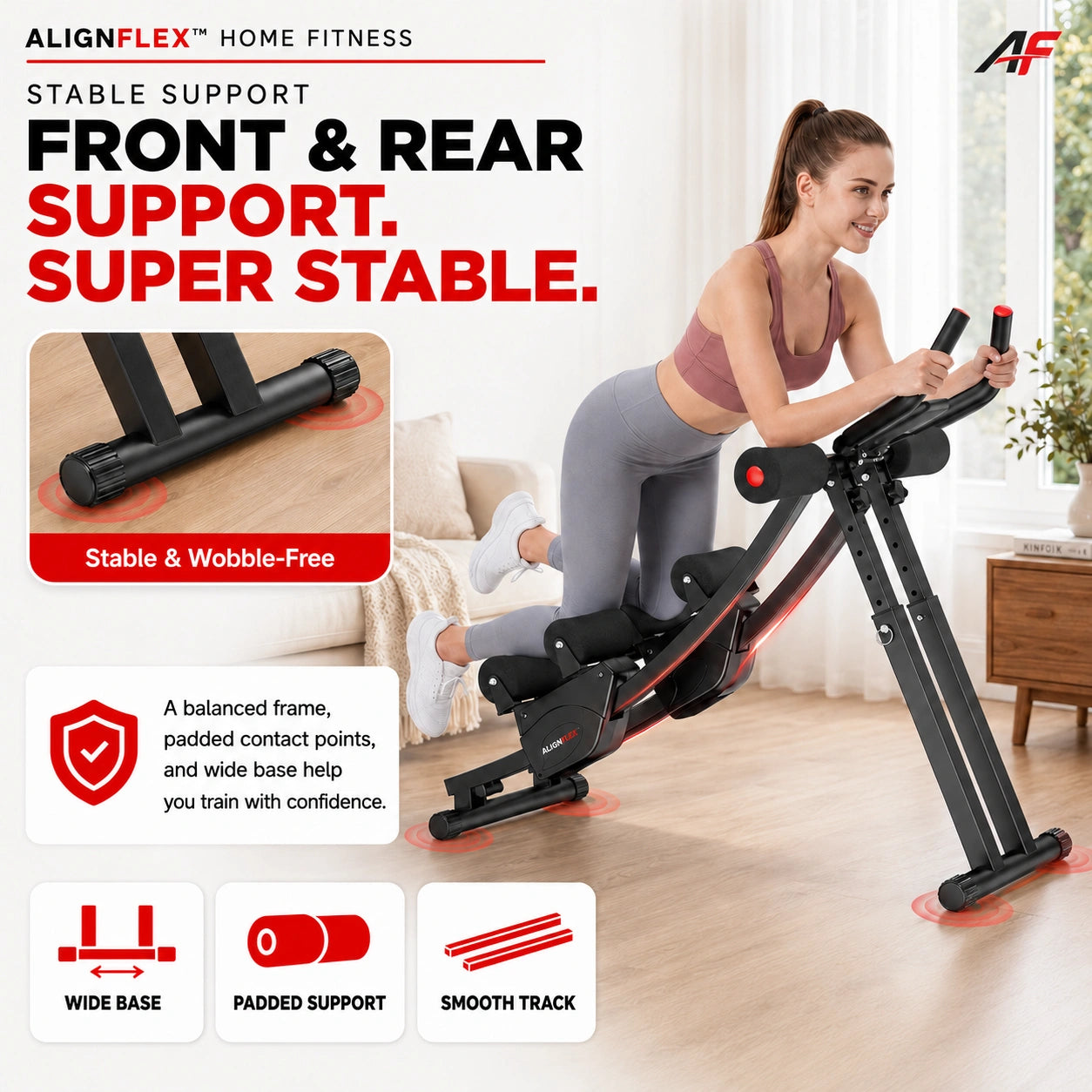 DualCore™ Dual-Track Ab Machine, Adjustable Core Trainer for Home Gym