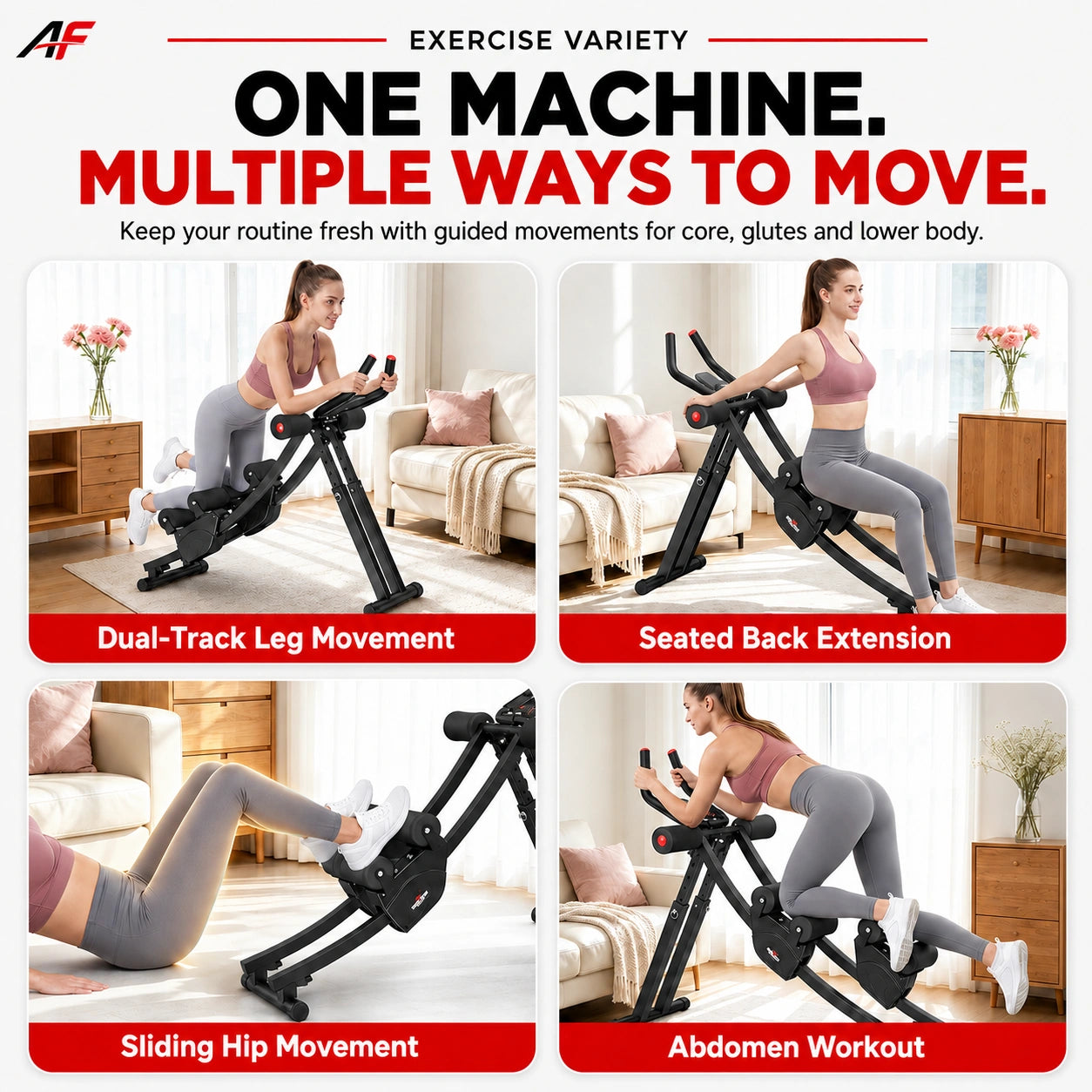 DualCore™ Dual-Track Ab Machine, Adjustable Core Trainer for Home Gym