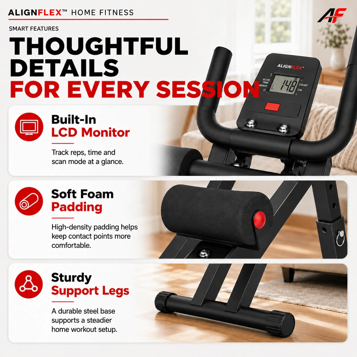 DualCore™ Dual-Track Ab Machine, Adjustable Core Trainer for Home Gym