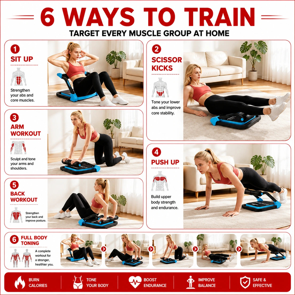 Relivo™ Adjustable Ab Machine, Rebound Core Trainer for Home Workout